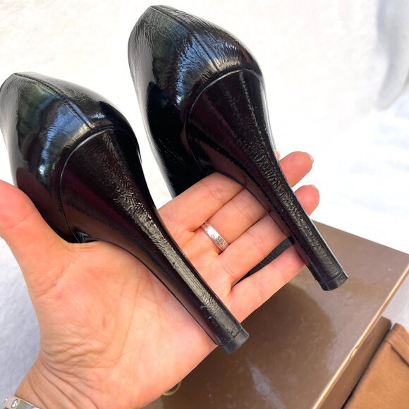 Auc Gucci Horsebit Patent Leather Open Toe Heels - Picture 9 of 12